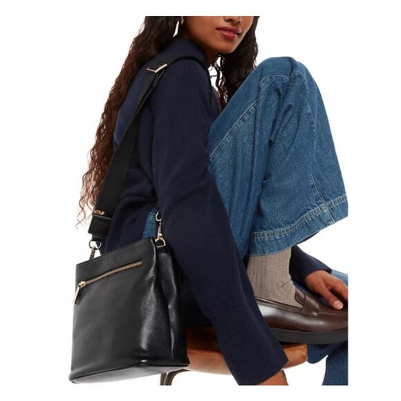 WHISTLES Dion pebbled leather small bucket crossbody bag + Dust bag BLACK - Picture 12 of 13